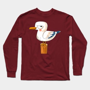 Hand Drawn Cartoon Seagull Long Sleeve T-Shirt